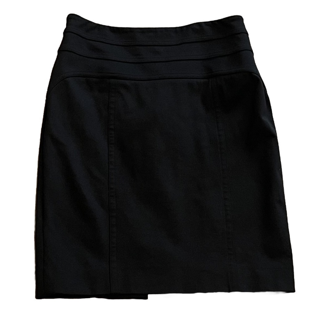INC International Concepts High Rise Stretch Mini Solid Black Pencil Skirt Sz 4